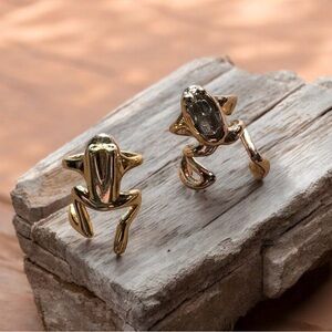 A pair of Gold Frog-shaped Ear Cuffs